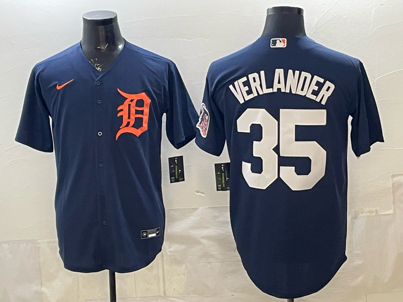 Men Detroit Tigers #35 Verlander blue Game Nike MLB Jersey03210010311
